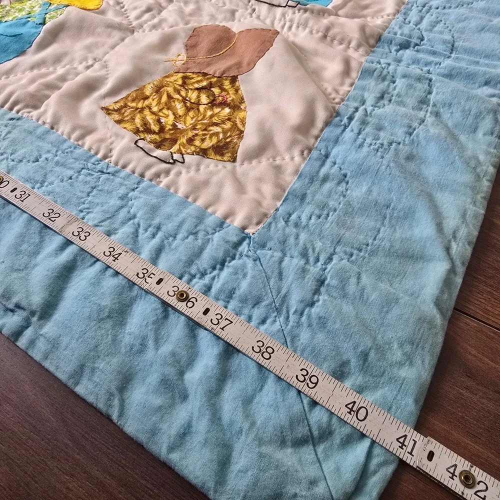 Vintage Handmade 1920s Sunbonnet Sue and‎ Overall Sam Quilt  Western Print Back